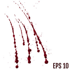 Vector red Ink stain, blots and splashes. Isolated Realistic paint drops, design elements.