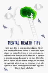 Mental health poster in paper style. Business concept. Vector illustration