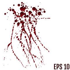 Vector red Ink stain, blots and splashes. Isolated Realistic paint drops, design elements.