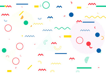 Minimal Memphis Design, Geometric Seamless Vector Cover Design. Cool Futuristic Texture Modern Flat Bauhaus. Fabric Retro Fashion Memphis Seamless Vintage Pattern Design. Cool Minimalist Background.