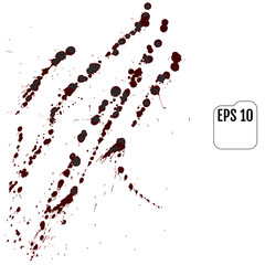 Set of realistic vector bloody splatters. Drop and blob of blood. Bloodstains. Isolated.  Red puddles