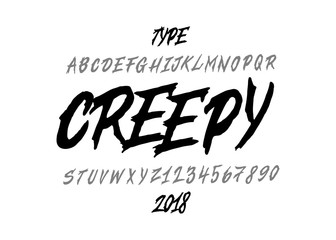 Horror font. Halloween type face. Vector typography illustration. Alphabet design for logo, lettering and prints.