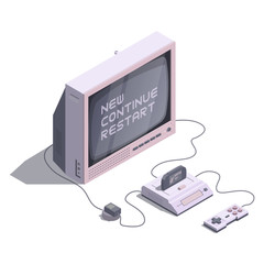 Isometric retro console with tv