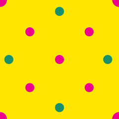 Seamless pink and green circle on yellow background, colorful circle using for summer season background.
