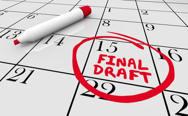 Calendar Final Draft Circle Word 3d Illustration