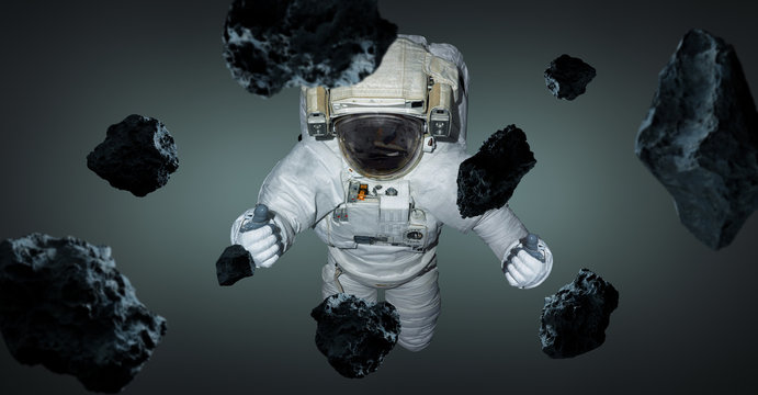 Astronaut isolated on grey background 3D rendering elements of this image furnished by NASA