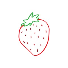 Strawberry icon in hand drawn style