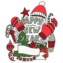 New year concept in hand drawn style.