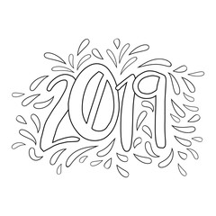 Calendar 2019 first page template in outline style