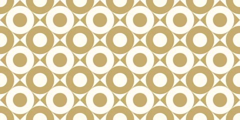 Muurstickers Achtergrondpatroon naadloze ontwerp gouden kleur ronde en vierkante abstracte vector. © Strawberry Blossom