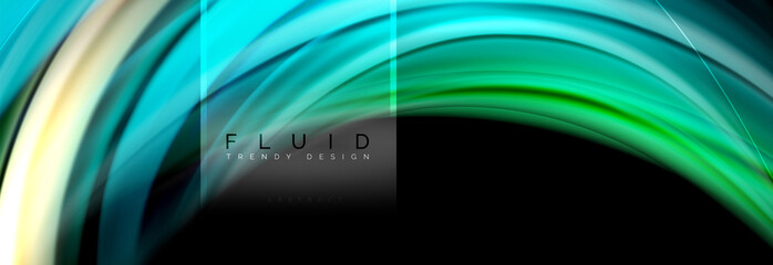 Fluid colors abstract background colorful poster, twisted liquid design on black, colorful marble or plastic wave texture backdrop, multicolored template for business or technology presentation or web