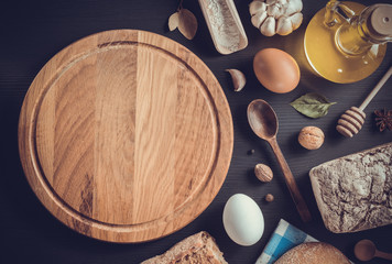 bread and bakery products on wood