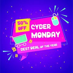 Cyber Monday sale poster design template vector illustration