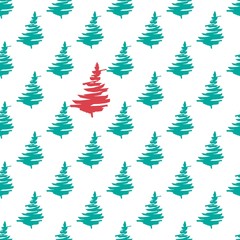 Christmas tree seamless pattern in simple ink style