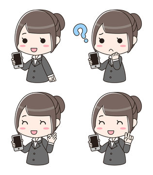 スマホを持つ女性　セット