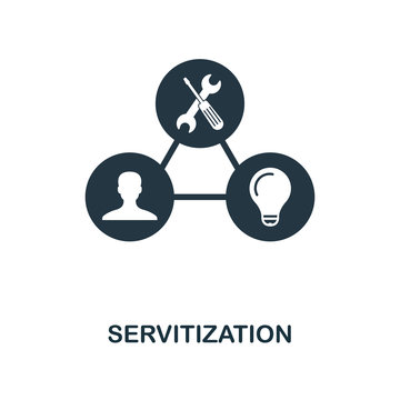 Servitization icon. Monochrome style design from industry 4.0 icon collection. UI and UX. Pixel perfect servitization icon. For web design, apps, software, print usage.