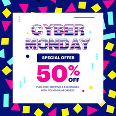 Cyber Monday sale poster design template vector illustration