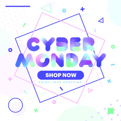 Cyber Monday sale poster design template vector illustration