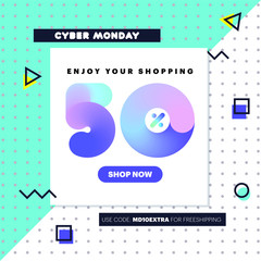 Cyber Monday sale poster design template vector illustration