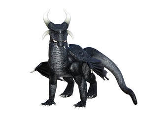 3D Rendering Fairy Tale Dragon on White