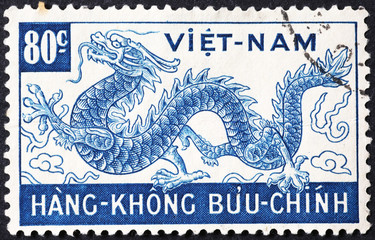 Dragon on old vietnamese postage stamp