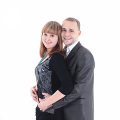 portrait of a happy young couple.isolated on white