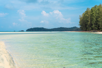 Coastal lagoon or shoal at tide, at the long beach named Ao Yai on the island Ko Phayam, Thailand