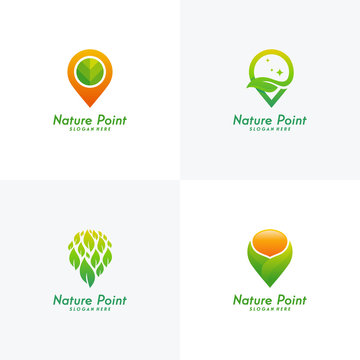 Set of Nature Point logo designs concept vector, Green Place logo symbol