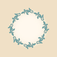 Vintage style empty round   frame. Template for invitation, anniversary, greeting card.