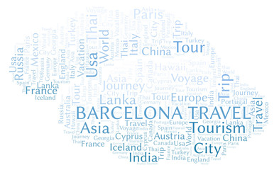 Fototapeta na wymiar Barcelona Travel word cloud.