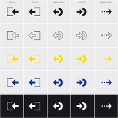 Set di cinque simboli (freccia) con variante colore
