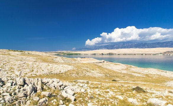 Typical landscape of Island of Pag, Croatia
