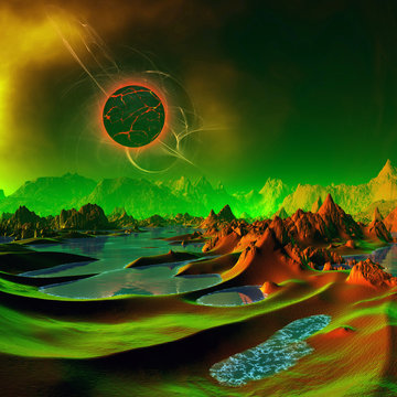 3D Rendered Fantasy Alien Landscape - 3D Illustration