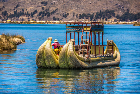 Uros floating islands of lake Titicaca, Peru, South America