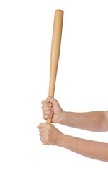 Hands with baseball bat