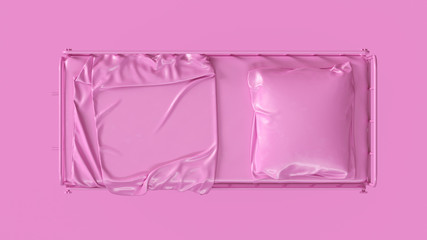 Obraz na płótnie Canvas Pink Hospital Bed with Adjustable Sides 3d illustration 3d rendering