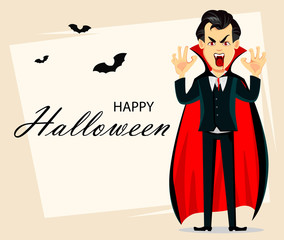 Happy Halloween. Vampire cartoon character