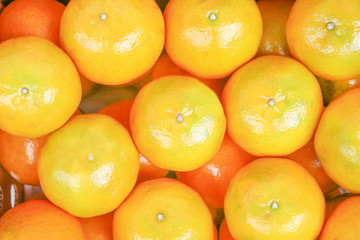 Top view fresh mandarin oranges tropical fruit top view on background