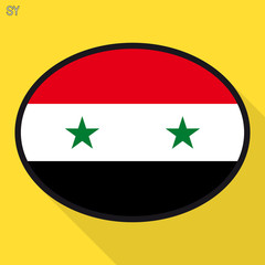 Syria flag speech bubble, social media communication sign, flat business oval icon.