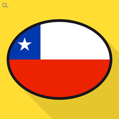 Chile flag speech bubble, social media communication sign, flat business oval icon.