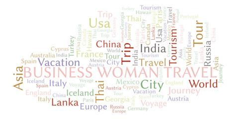 Business Woman Travel word cloud.