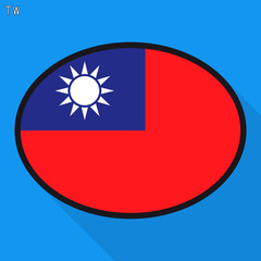 Obraz premium Taiwan flag speech bubble, social media communication sign, flat business oval icon.