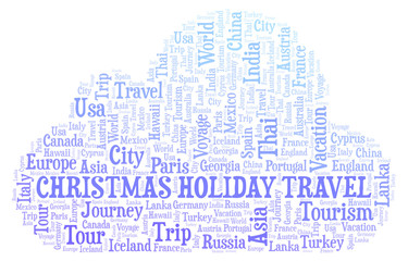 Obraz premium Christmas Holiday Travel word cloud.