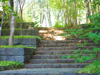 北海道の公園の石段