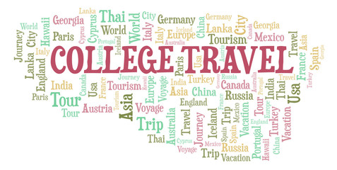 College Travel word cloud.