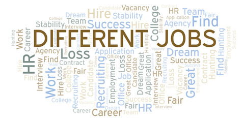 Different Jobs word cloud.