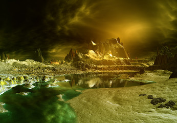 3D Rendered Fantasy Alien Landscape - 3D Illustration