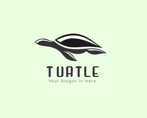 Black Turtle Swimming logo, Tortoise logo