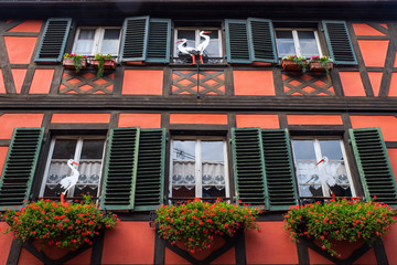 Typische Hausfassade im Elsass/Frankreich