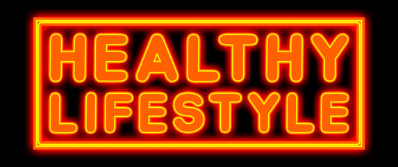 Healthy Lifestyle - glowing text on black background